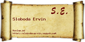 Sloboda Ervin névjegykártya